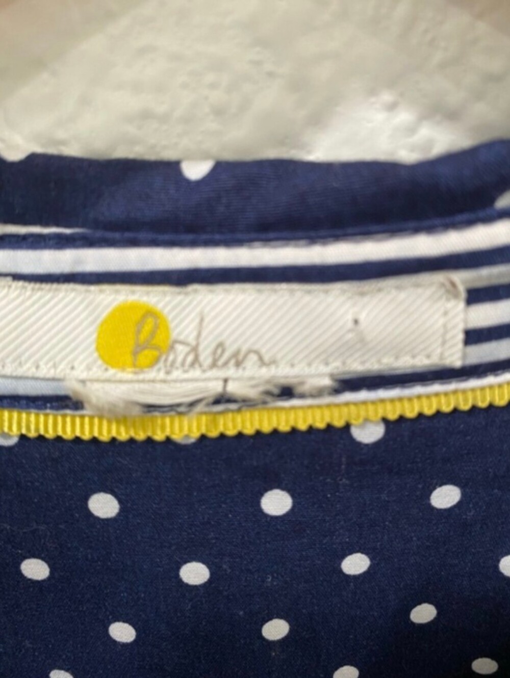 Boden XL Navy White Polka Dot Button Front Midi Shirt Dress Work Old Money - Picture 4 of 9